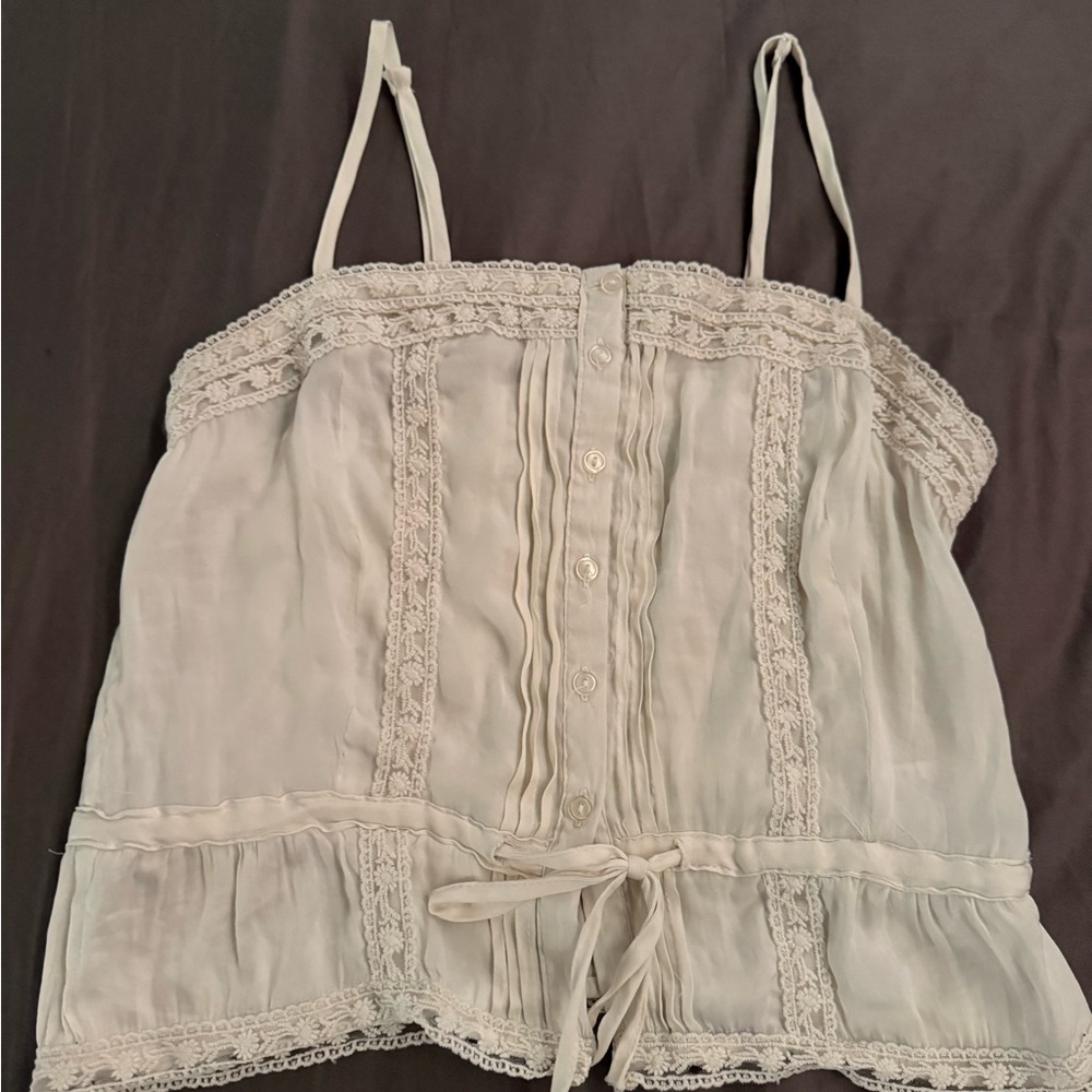 Cream Lace Trim Camisole Top